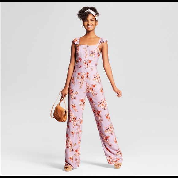 purple floral jumpsuit